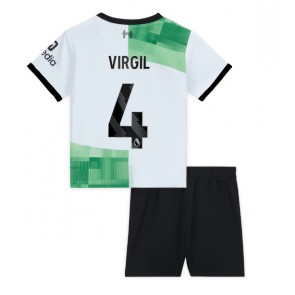 Liverpool Virgil van Dijk #4 Koszulka Wyjazdowych Dziecięca 2023-24 Krótki Rękaw (+ Krótkie spodenki)